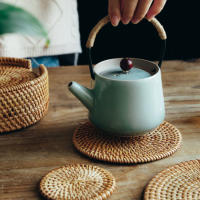 Mantelera Redonda De Rotura 20Cm Hecha a Mano Con Estilo Clásico Para Cocina Y Ceremonia Del Té Almohadilla De Aislamiento De Té De Jute - details 3
