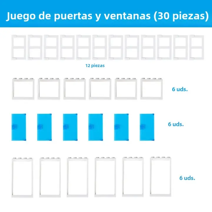 Bloques De Construcción DIY Para Niños Pequeños Accesorios De Ladrillo Para Puertas Ventanas Y Coches Material De Plástico Adecuado Para Edad 6-12 Años - 1