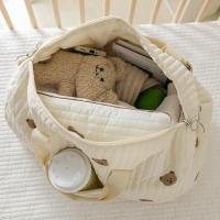 Bolso De Hombro Portátil De Oso Lindo Bordado Gran Capacidad Dibujos Animados Para Madre Bebé Padre Hijo Bolsa De Mamá - details 4