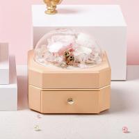 Caja de Flores eternas para San Valentín, Caja de joyería con Anillo, Caja de reglio de joyería con tapa de Vidrio, Caja de joyería con caja octogonal de una capa - details 4