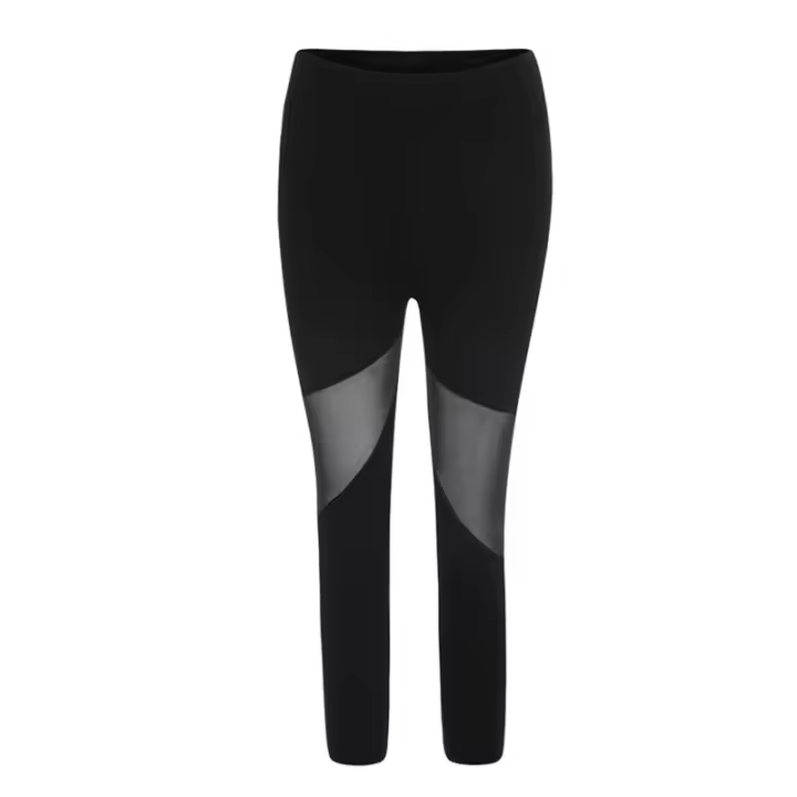 Pantalones De Yoga Para Mujer Transpirables De Malla En Verano Con Cintura Elástica Para Running Y Fitness Pantalones Deportivos De Longitud Media - 1