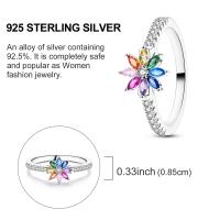 Anillo De Lujo Pandach 925 Plata Con Piedra CZ Colorida Y Flor Redonda Para Mujer Joyería De Boda Y Compromiso Regalo - details 9