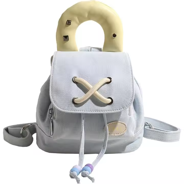 Mochila vaquera para mujer, mochila con cordón, estilo informal, ligera, para el día a día, bolso de mano pequeño, bolso de mano con asa superior, bolso de hombro moderno para viajes, trabajo y compras - 1