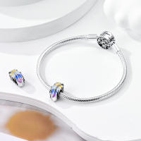 Encantos De Cocodrilo Plateado En Plata Con Dibujo Colorido Encantos Colgantes Para Pulseras Y Collares Joyería DIY - details 193
