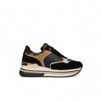 HLuna Zapatillas de cuña Sneakers para mujer jf3283 color negro con animal print de leopardo - details 3