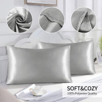 Funda De Almohada Suave De Seda Simulada Doble Cara En Colores Blanco Negro Gris Caqui Azul Rosa Skin Friendly Para Hogar - details 2