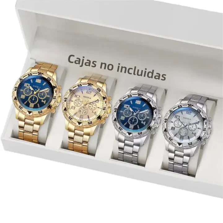 Set De 4 Relojes Para Hombre Moda Dial Arábigo Correa De Acero Relojes De Cuarzo Sin Caja Material De La Correa: Aleación - 1