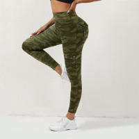 Pantalones De Yoga Con Impresión Digital Y Bolsillo Camiño Fitness Leggings Elásticos Slim Para Deporte De Mujer - details 2