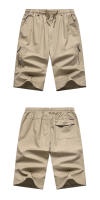 Clásicos Shorts De Cargo Para Hombre Con Bolsillo De Cierre De Cremallera Estilo Casual De Pierna Larga Algodón Trabajo Ropa Para Hombre - details 3