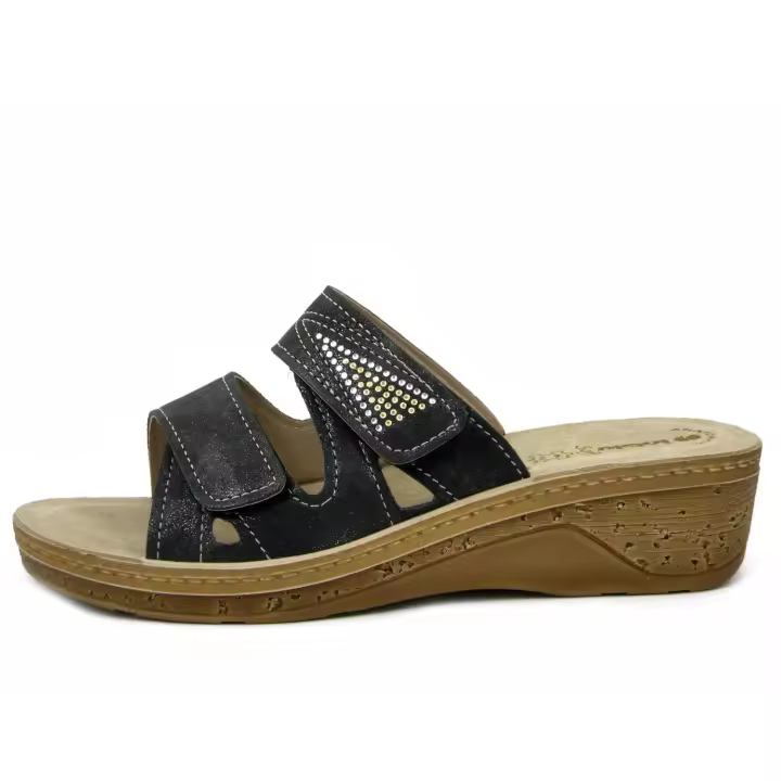INBLU Zapatillas de Mujer con Correa Negra y Planta de Piel Automática - 1