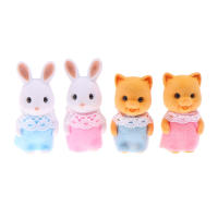 2PCS Figuras De Animales De La Selva Familia Conejo Gato Tigre Pollo Juguete De Colección Cartoon Ornamento Para Niños Regalos - details 8