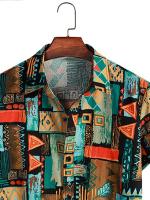 Camisa Corta Para Hombre Estampada Retro Moda 2024 Casual Polyester Verano Sin Capucha Cuello En V Talla Única Para Todas Las Estaciones - details 2