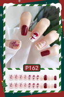 Juego De 24 Uñas Postizas De Acrílico Navidad Con Hojas Plateadas Falsas Uñas Cortas Francesas Adhesivas Removibles Para Fiesta - details 6