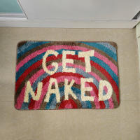 Alfombra De Baño Suave De Arco Iris "Get Naked" Alfombra De Entrada Antideslizante Para Cocina Y Sala De Estar Decoración De Hogar Alfombra De Piso Interior 100% Poliéster - details 1