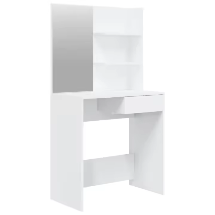 Tocador con espejo blanco brillante 74,5x40x141 cm - 1