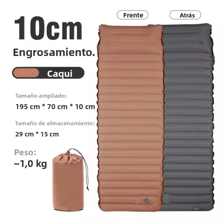 Colchón De Campaña Ultraligero Inflable Con Bomba Integrada 10cm Para Pesca Senderismo Viajes Y Acampar Material PVC - 1