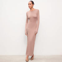 Vestido Basic Elegante De Piel Amigable Cintura Delgada Pullover De Color Sólido Joker Vestido Largo De Falda Para Mujer - details 5