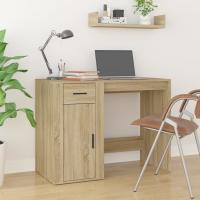 vidaXL Escritorio madera contrachapada color 100x49x75 cm en color Roble Sonoma/Marrón roble/Negro y más | estructura resistente ideal para salón dormitorio o estudio - details 0