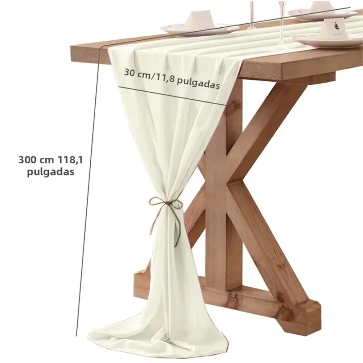Corredor De Mesa De Organza 30cm X 300cm Estilo Bohemio Romántico Para Bodas Cumpleanos Y Decoración De Mesa De San Valentín - 1