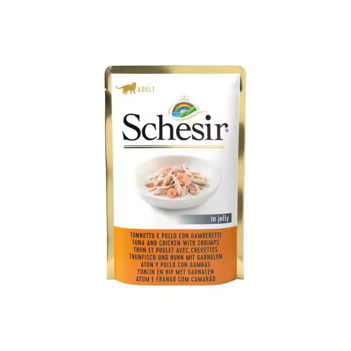Schesir Pouch Gato De Atún Con Pollo Y Gambas En Gelatina 85 Gr 1 Lata - 85 Gr - 1