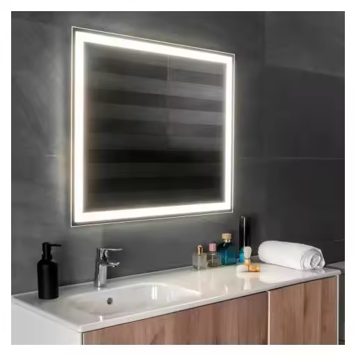 APLIKE BATHROOM LIGHTING - Modelo Altea S2 | Espejo de Baño Rectangular con Función Antivaho y Luz Neutra (4000K) - 80 x 70 cm o 120 x 70 cm - Fácil Instalación, Calificación IP44 - 1