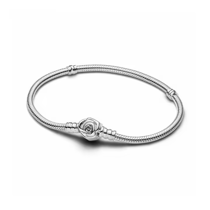 Pulsera Pandora Moments Cadena de Serpiente con Cierre Rosa Floreciendo - 593211C00 - 1