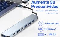 Hub USB C 7 en 1, Marca NFMAXONE Ataptador USB C con 5 USB 3.0 + 2 Tipo C, Carga PD 100W, 5 Puertos USB 3.0, USB C Hub Multipuerto para Portátiles, Compatible PC, Tableta, MacBook Air/Pro, iPad Pro, iPhone 16 Serie - details 0