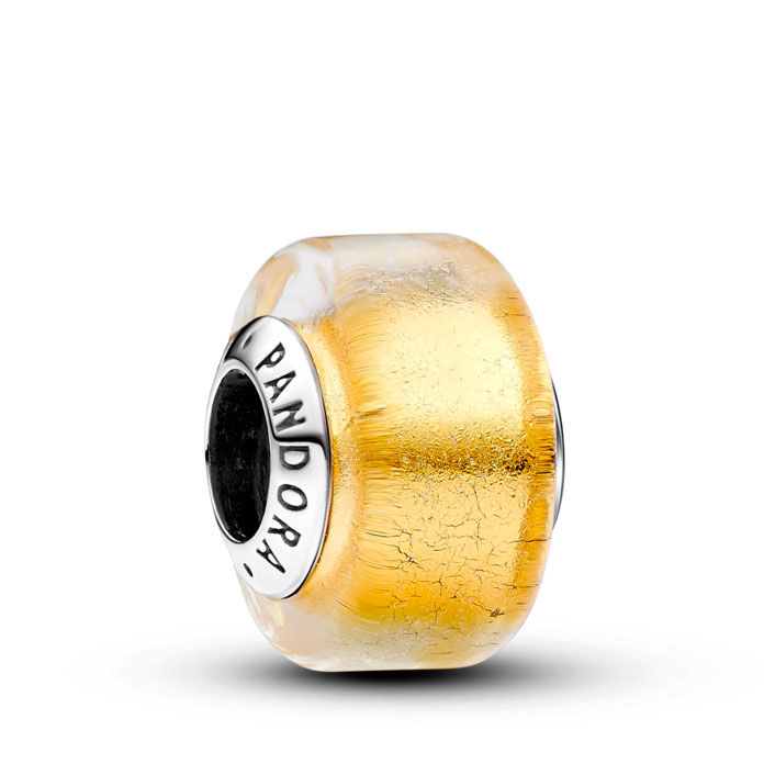 Pandora Charm Mini Cristal de Murano Dorado en plata de ley 793353C00 , para Mujer