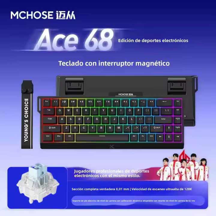 MCHOSE Ace68 Teclado De Juego Mecánico Con Cable - 68 Teclas Layout Ultra-Compacto RGB Retroiluminado Latencia Baja Tipo-C - 1