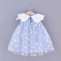 Vestido De Verano Para Niñas Con Estampado De Margarita Y Cuello De Muñeca Pequeño Vestido Sin Mangas Dulce De Cuello De Muñeca Pequeño - details 2