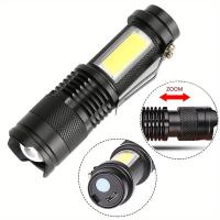Lámpara De Mano Táctica LED Alta Potencia Recargable Con Zoom Fuerte Impermeable Torcha Exterior De Aluminio COB Luz Lateral 3 Modos - details 5