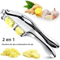 Nueva Presa De Ajo En Acero Inoxidable 2 En 1 Picadora Y Molinillo Doble Función Herramienta De Squeezer Manual Para Cocina Gadgets - details 0