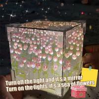 Caja De Tulipes Románticas Hecha a Mano Con LED Luz Nocturna DIY Decoración De Mesa Para Dormitorio Y Sala De Estar Material PVC Estilo Clásico Postermoderno - details 6