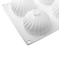 Molde De Galletas De Silicona Para Postres Y Panecillos Estilo Chino 6 Celdas Forma De Bao Empacado Textura De Vórtice Molde De Té De Azúcar - details 7
