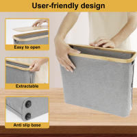 Cesta De Papel Toiletto Con Tapa Organizador De Almacenamiento Para Baño Soporte Libre Para 12 Rolls De Papel Higiénico Ecológico De Madera Rectangular - details 5
