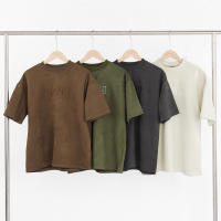 Camiseta De Verano Para Hombres Y Mujeres Con Bordado De Letras Cuello Redondo De Cuero Cortado Manga Corta Estilo Casual Oversize Top Tees - details 2