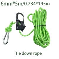 Ajustador De Cordón Para Tienda De Campaña 6mm 5m Cuerda Reflectante Para Atar Con Resorte Rieles De Aluminio Y Hebilla De Acero Carbono - details 1