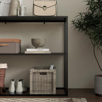 HOMCOM Mesa de Consola Estilo Industrial Mesa de Entrada con Estante Marco de Acero y Antivuelco Mueble de Recibidor para Salón Pasillo Carga 20 kg 90x30x75 cm Negro - details 8