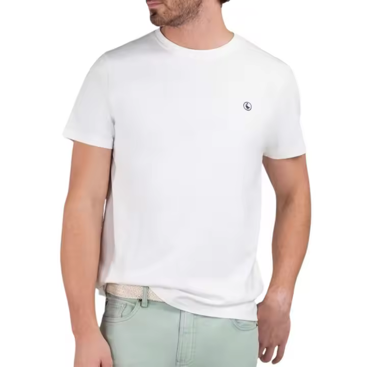 Camiseta Cuello Caja Garment Dyed Blanco - 1