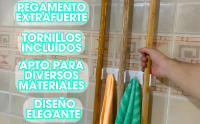 3 Ganchos Adhesivos para Pared Colgador de Escobas y Fregonas mas 4 Colgadores Adhesivos Resistentes - Ganchos Adhesivos Pared - Accesorios Cocina y Organizador Limpieza - Cuelga Escobas Pared - details 2
