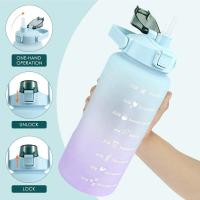 Botella De Agua Deportiva Grande 2L Sin Bisfenol a Portátil Para Exteriores Con Pajita Elástica Termoacumuladora Mate Gradiente - details 1
