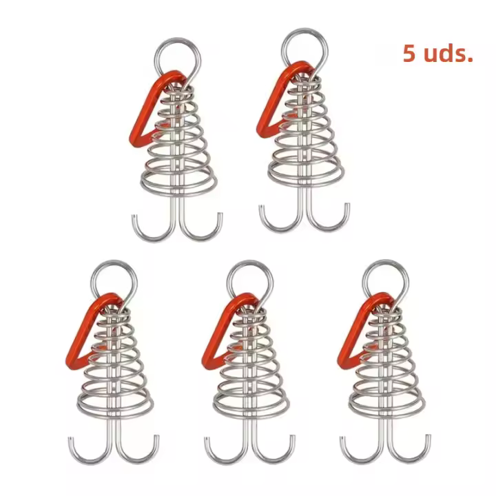 Gancho De Madera Y Acero Inoxidable Para Camping Y Aventuras Al Aire Libre Hebilla De Octopus Para Cordones Y Cuerda De Remolque Fijación De Tents Accesorio De Camping - 1