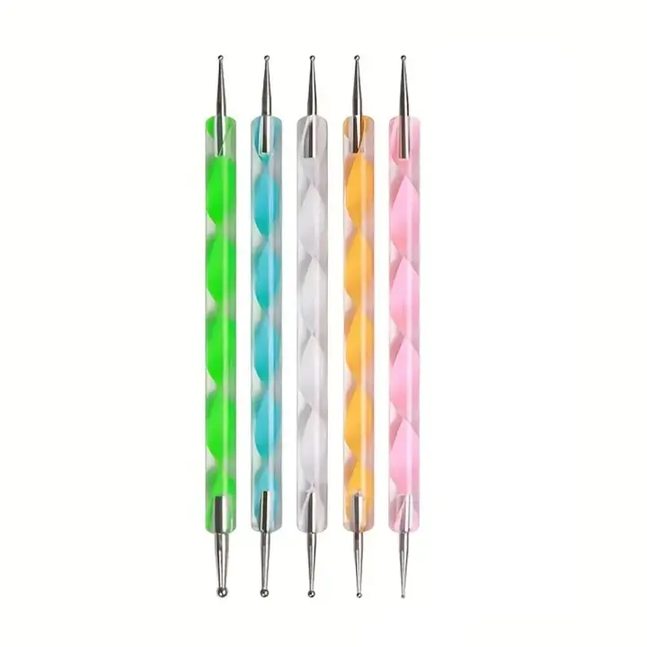 Kit De Herramientas De Arte De Uñas YIKOOLIN 5PCS Con 3 Pinceles De Pintura De Uñas Doble Final Y Herramienta De Puntos Para Diseño De Uñas - 1