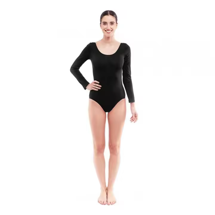 Partilandia Body o Maillot negro manga larga para mujer - 1