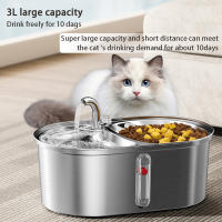 Dispensador De Agua Para Gatos 3L Con Doble Cuenco Acero Inoxidable Gran Capacidad Dispensador De Bebida Inteligente Para Perros Y Gatos - details 0