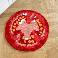 Alfombra De Tomate Tufted Rug Con Patrón Divertido Alfombra Suave Para Sala De Estar Entrada Interior Dormitorio Decoración De Área Antideslizante Resistente Al Desvanecimiento Lavable Mecánicamente Uso Doméstico Y Hotelero - details 1