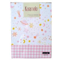 Sábanas Karamelo 90 cm, Sábanas 90, estampado universo infantil, estrellas, satélites, cohetes, rosa y blanco, 50% poliéster, 50% algodón, suaves, cómodas, ropa de cama para niños, diseño divertido, fácil cuidado, oferta flash hoy - details 3