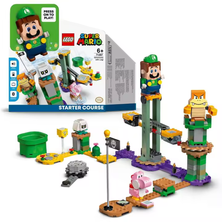 Kit de construcción LEGO Super Mario 71387 Pack Inicial: Aventuras con Luigi; juego de juguetes coleccionables para niños creativos (280 piezas) - 1