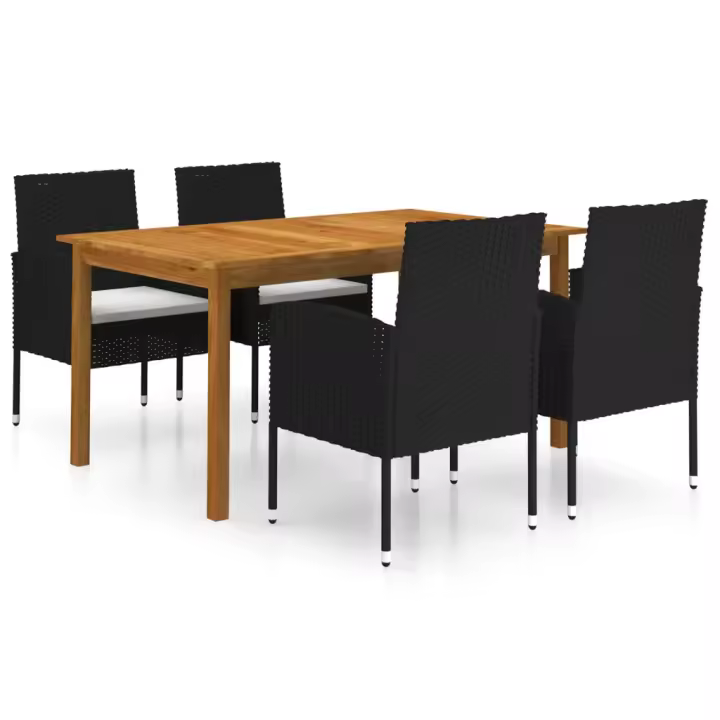 vidaXL Juego de comedor para jardín de 5 piezas negro - 1