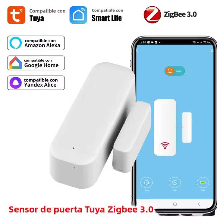 Sensor De Puerta Y Ventana Zigbee 3.0 Tuya Con Control Remoto Por App Compatible Con Alexa Google Assistant Smart Life SaltComm - 1